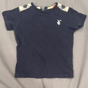 Burberry Navy Kids Tee with Shoulder Accents